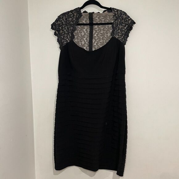 XSCAPE ESCAPE Womens Size 18W Black Illusion Top Lace Cocktail‎ Dress - Picture 1 of 8